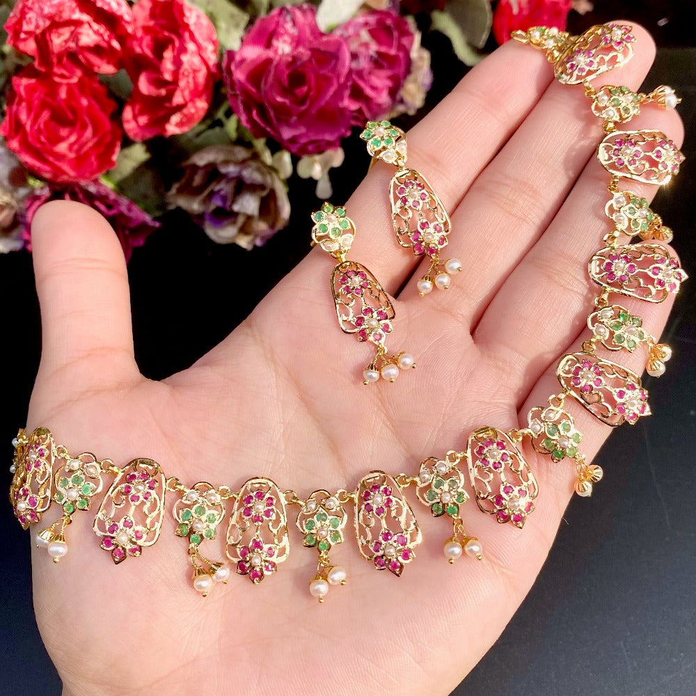 flexible jadau necklace gold