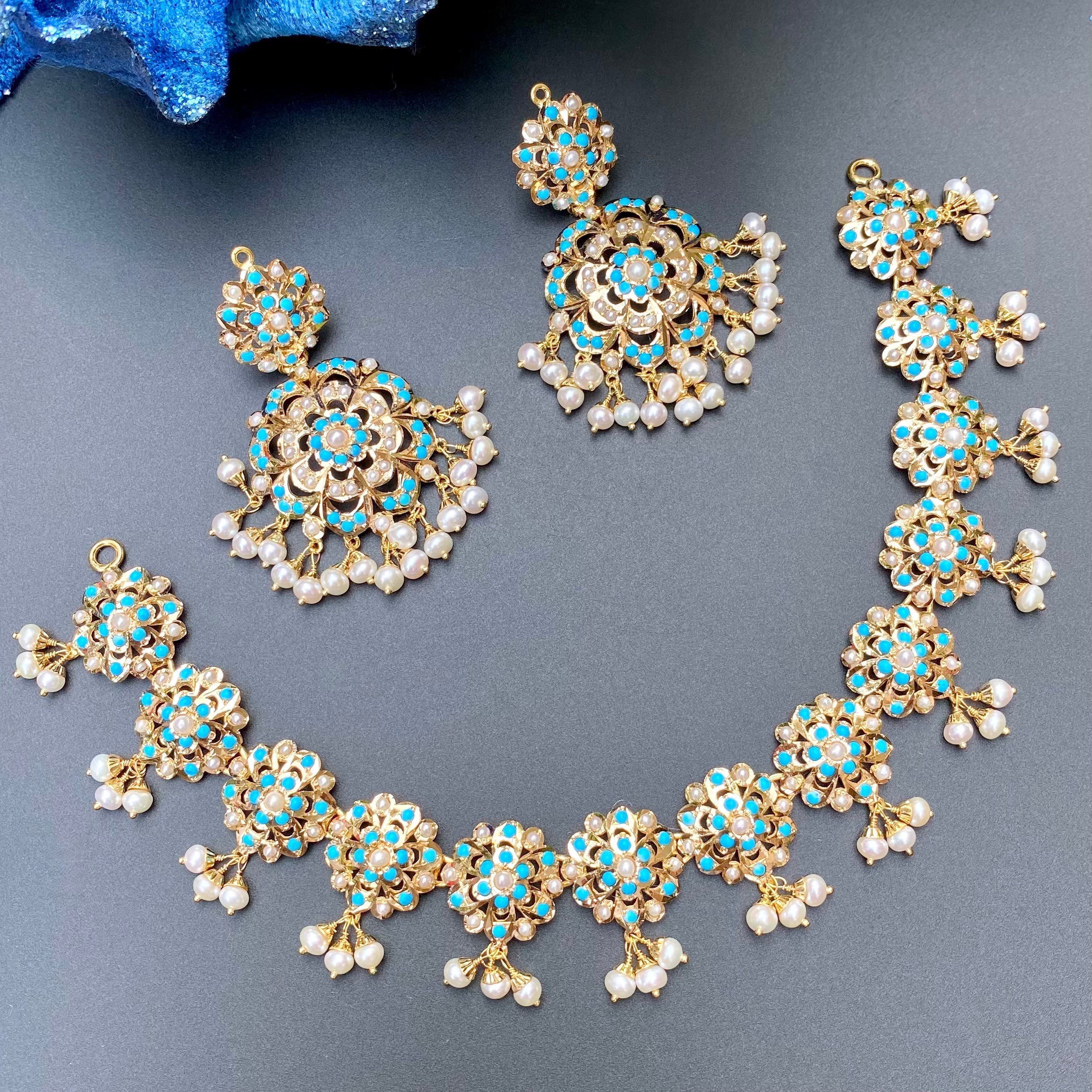 pakistani necklace with feroza on gold