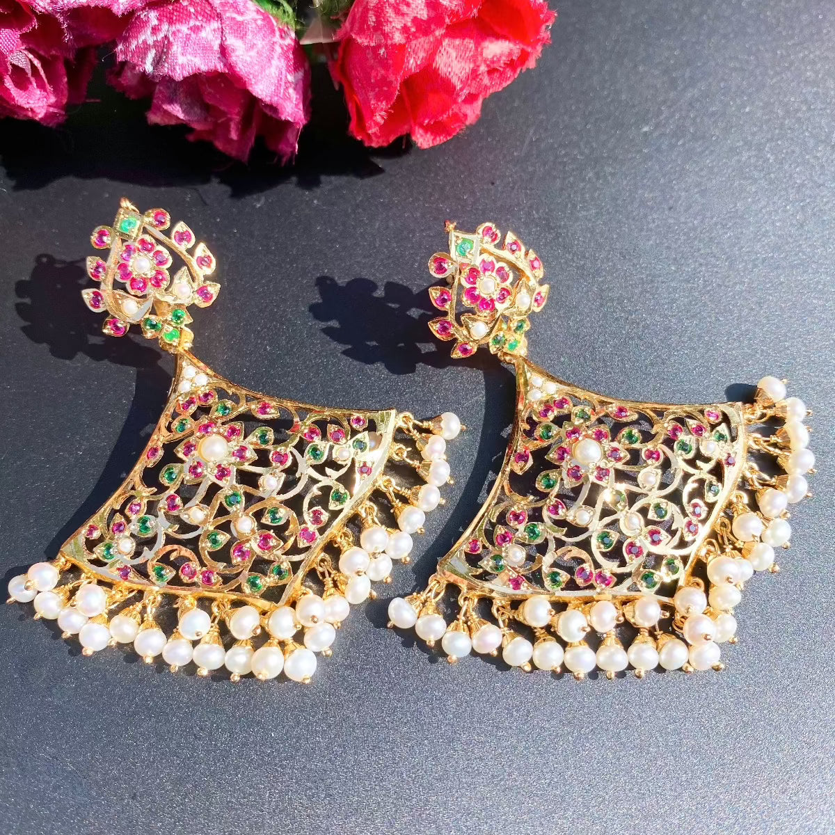 jadau earrings in sterling silver with gold plating