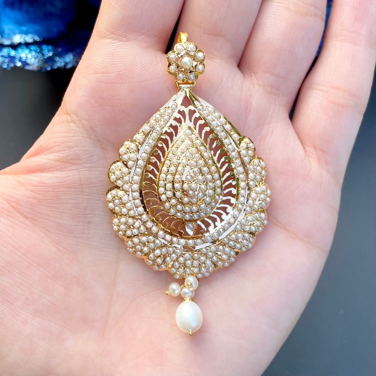 seed pearl pendant earrings set 22 carat gold light weight