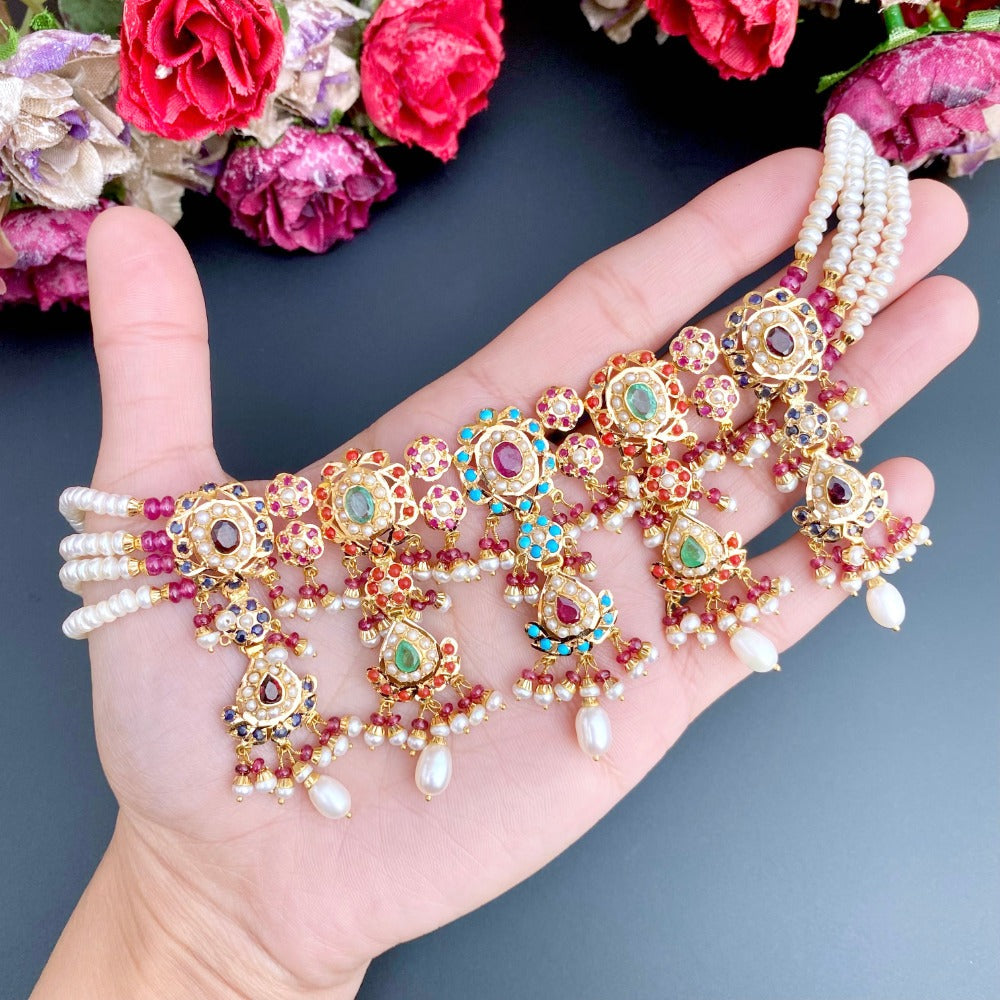 indian navratan choker necklace set abu dhabi