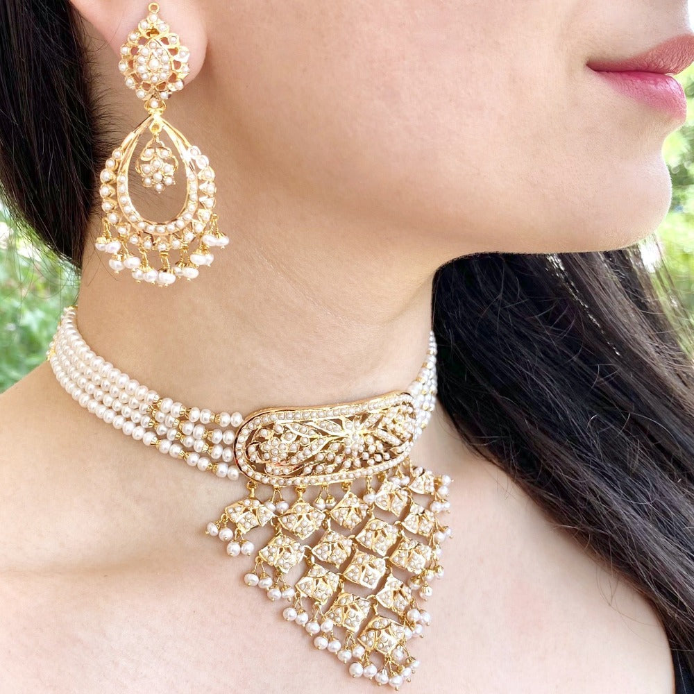 hyderabadi pearl choker set rajasthani aad