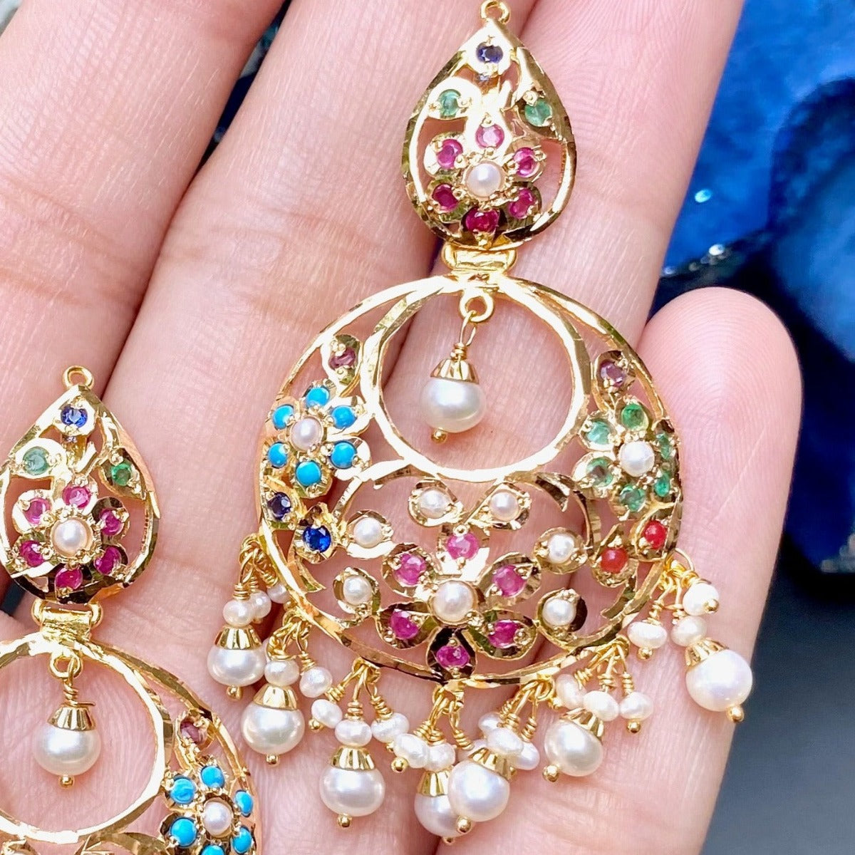 antique indian jadau chandbali gold