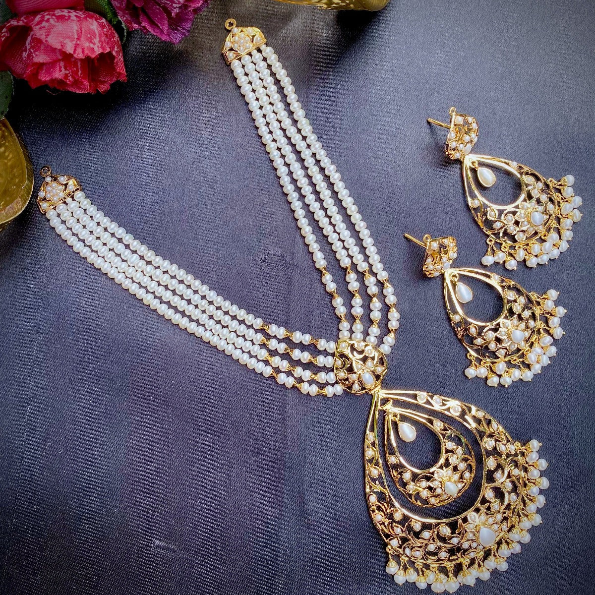 short pearl rani haar 22k gold