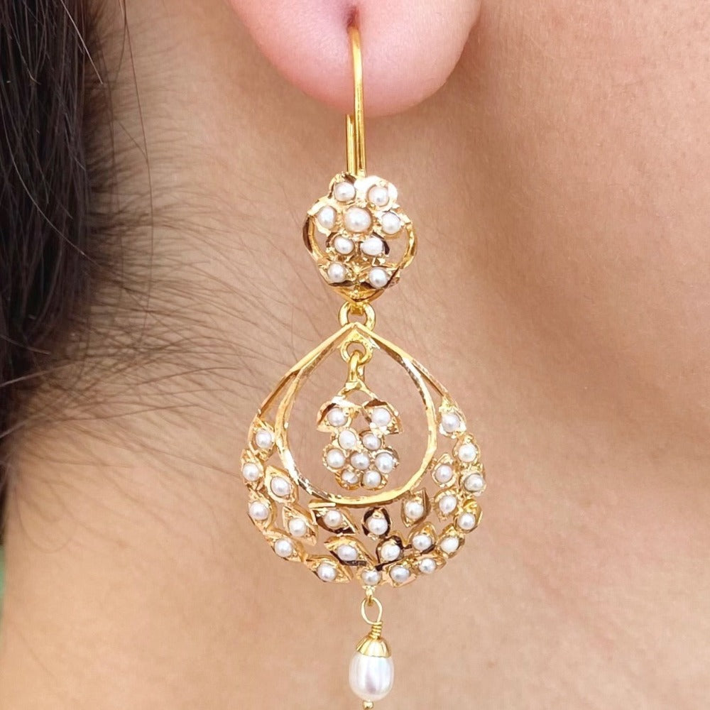 light weight gold chandbali freshwater pearls
