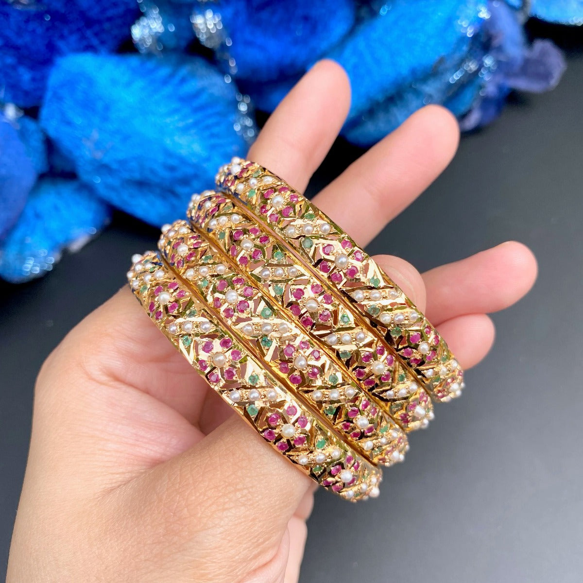 traditional indian gold bangles with stones