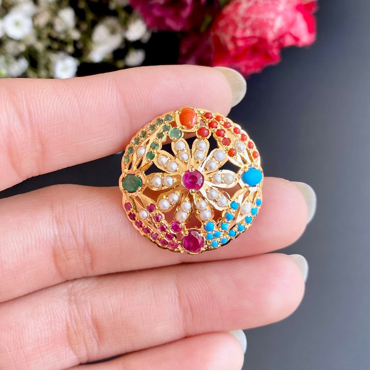 rare find amritsari jadau ring gold