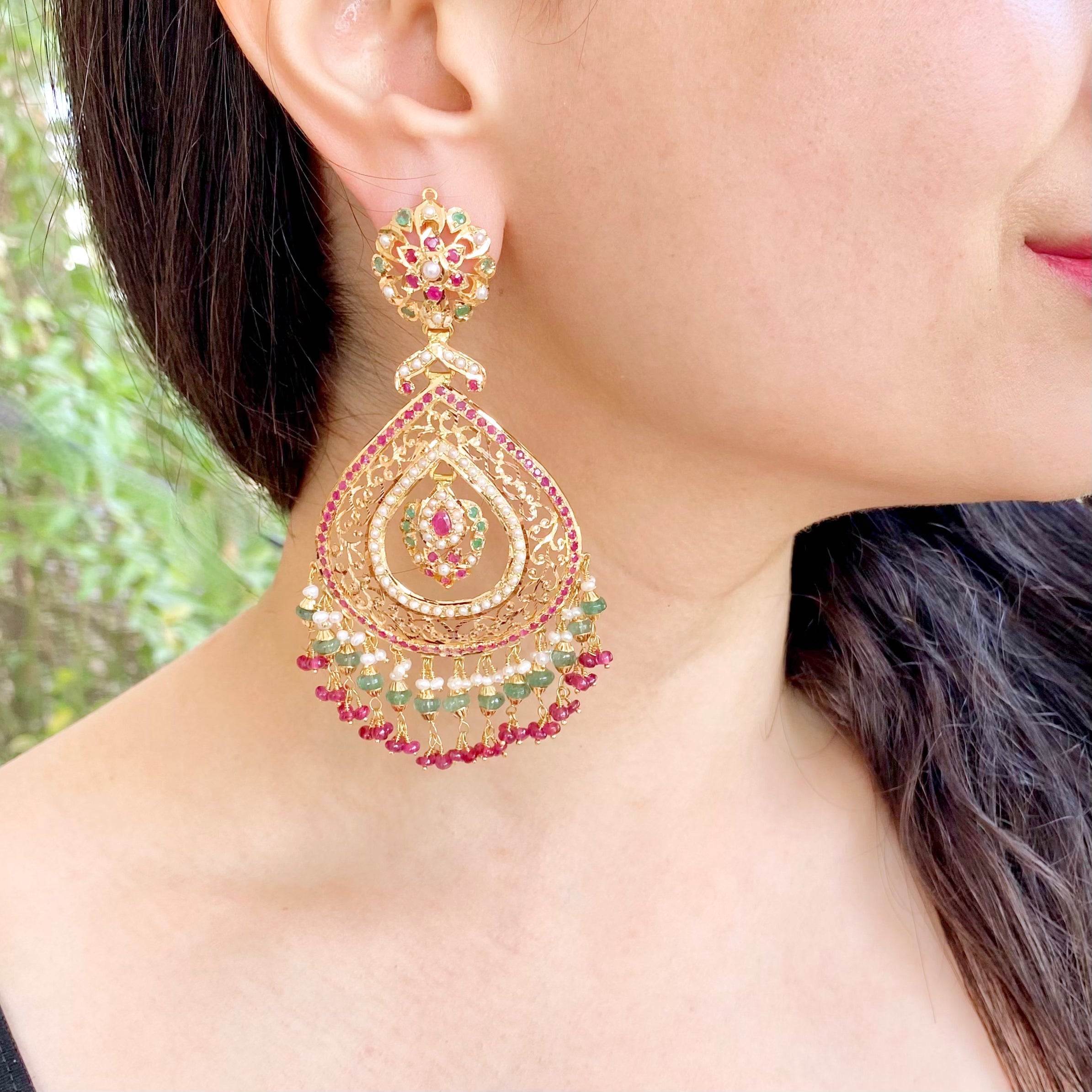 statement gold chandbali earrings for women