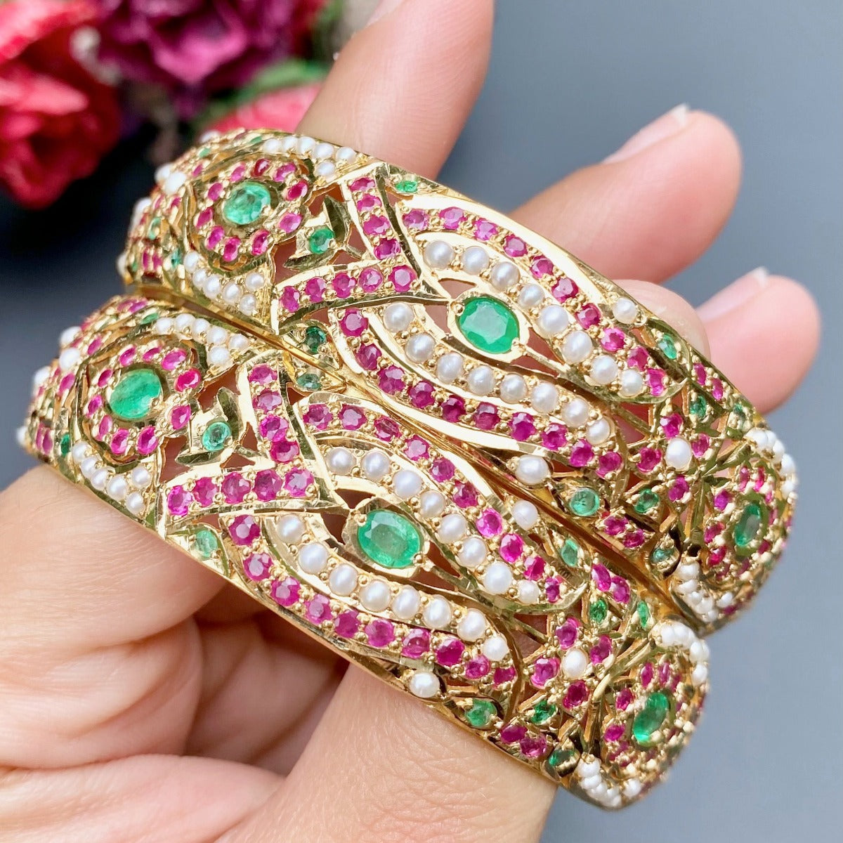 real gold jadau bangles
