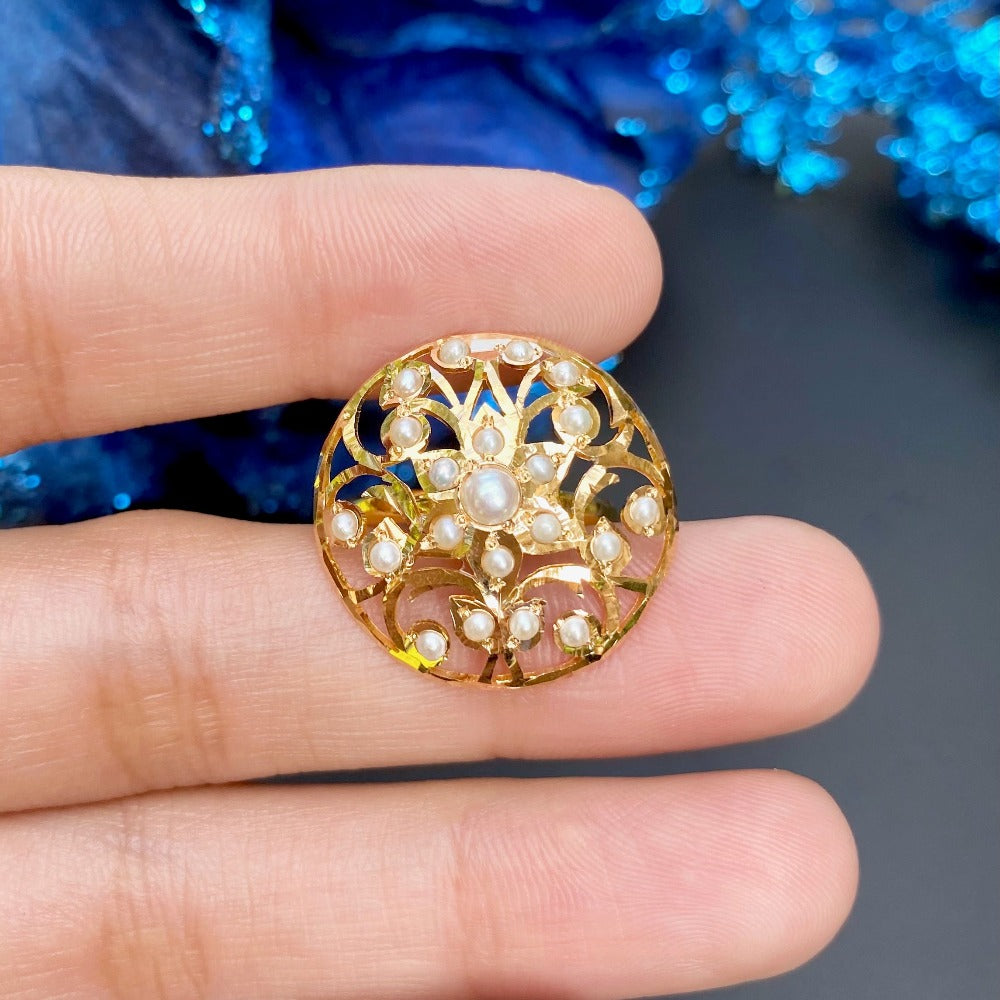 dainty pearl ring for women pearl studded on 22k gold
