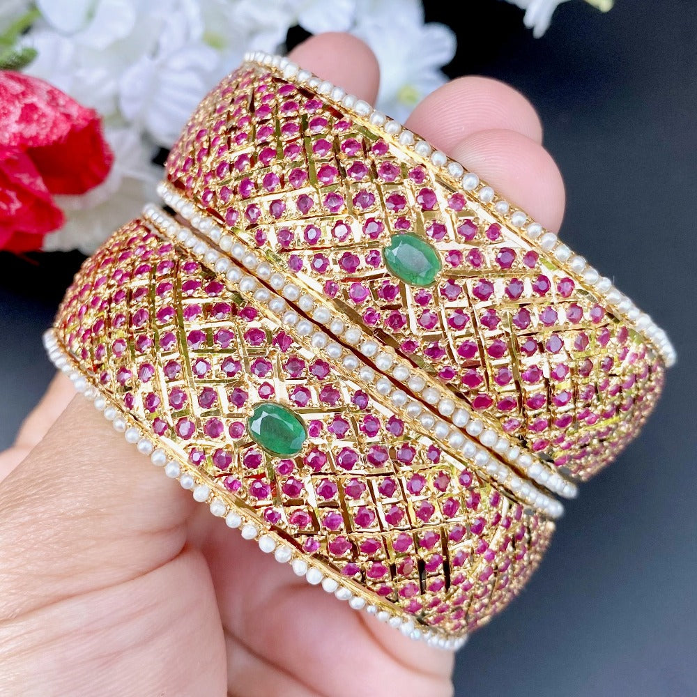 gold jadau bangles women