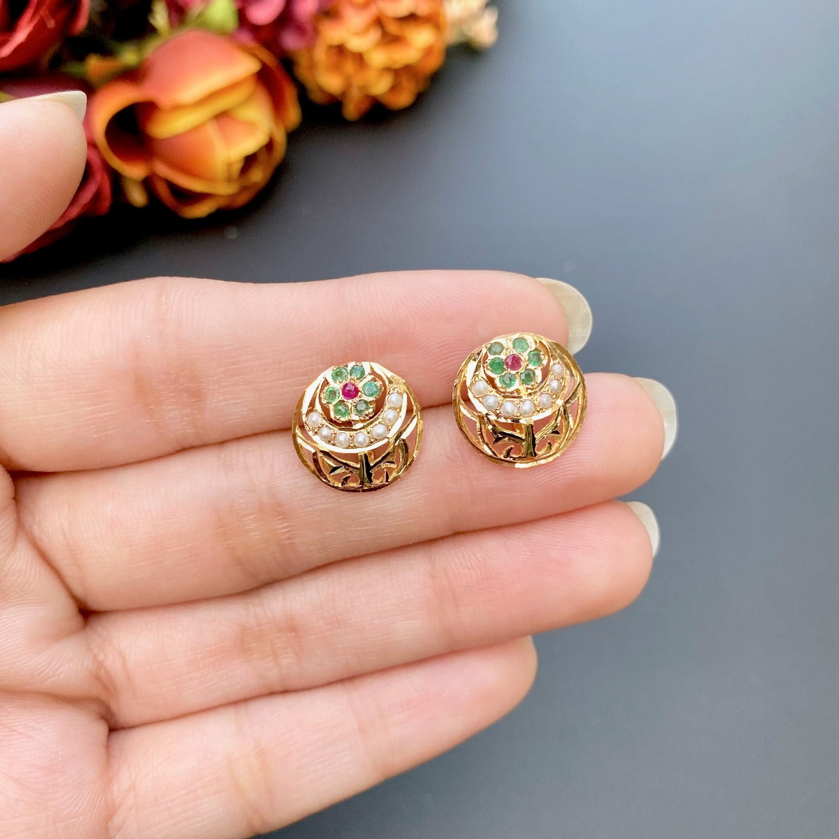 indian jadau studs in dubai