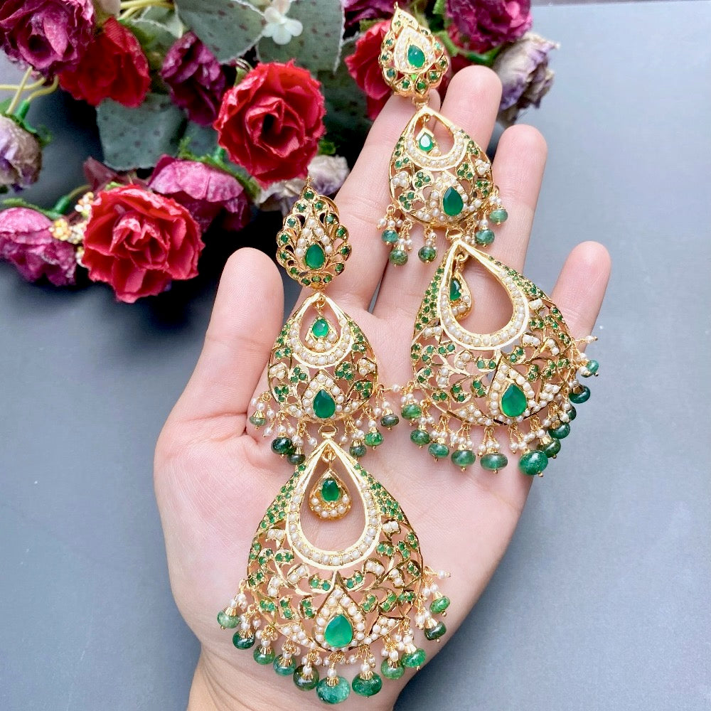 long indian emerald earrings