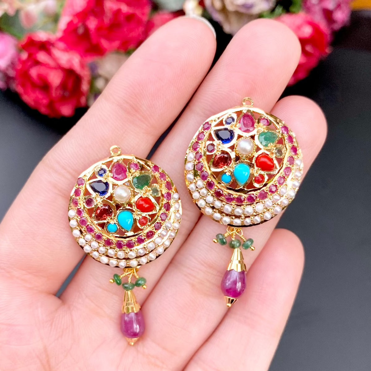 navratna gold pendant set dubai