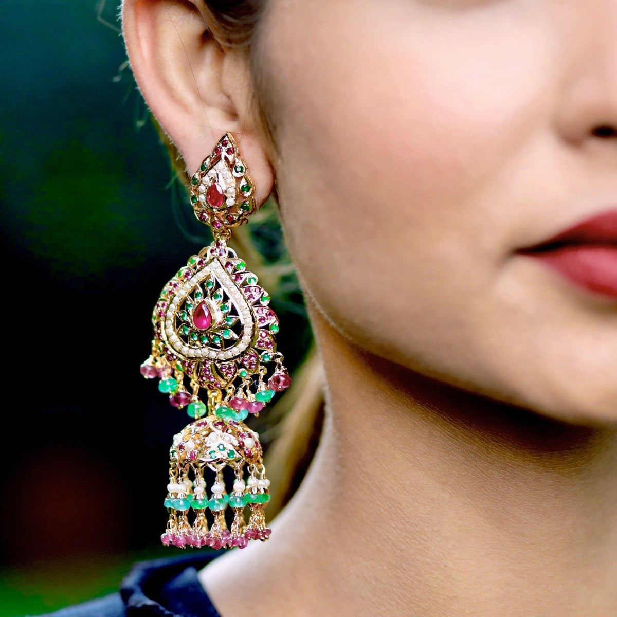 gold plated rajasthani jhumka