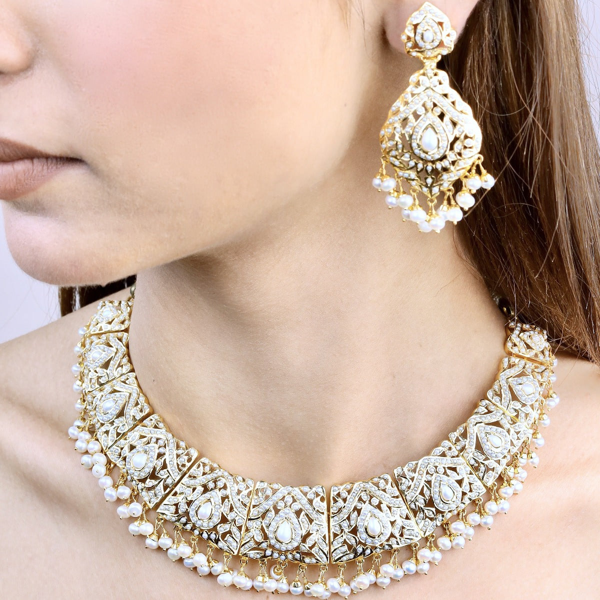 traditional pearl jewelry necklace set