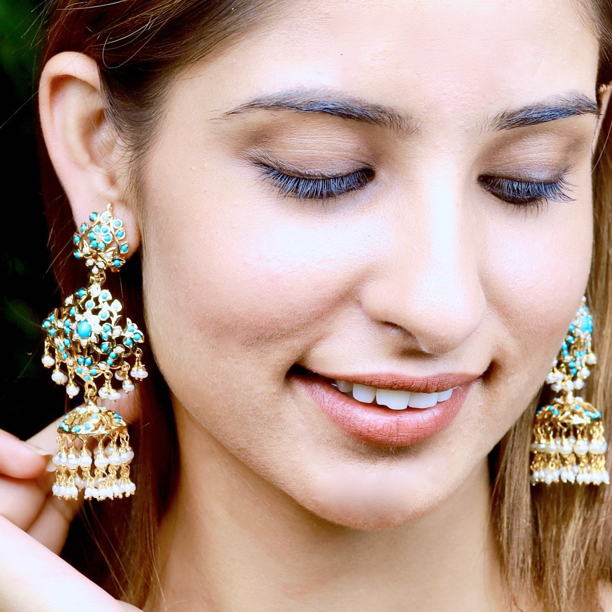 long jadau jhumka earrings