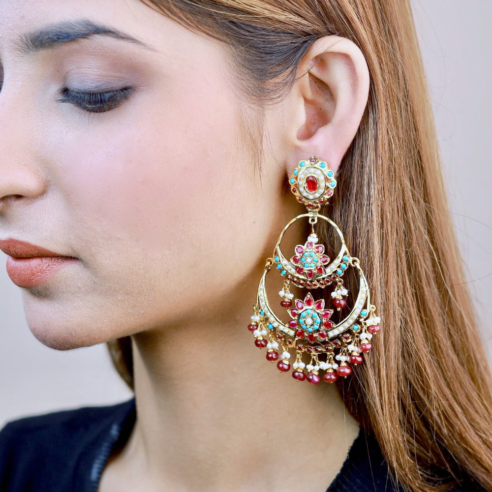 multi step long and large chandbali earrings