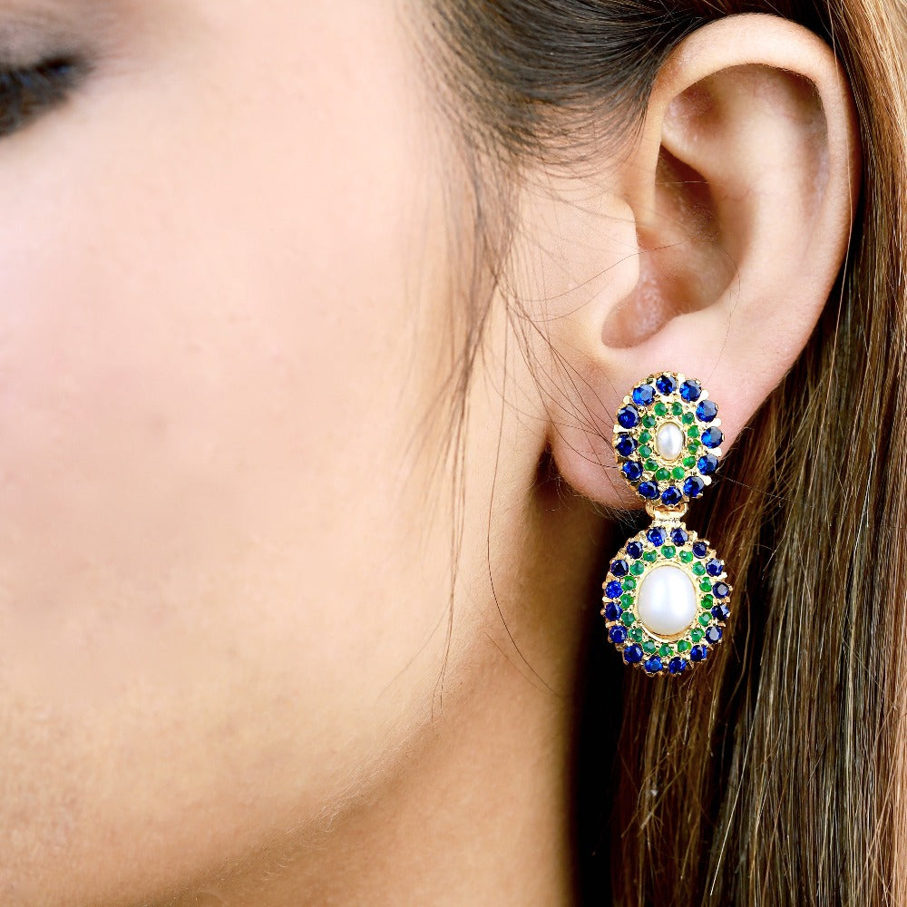 jadau earrings with gold plating