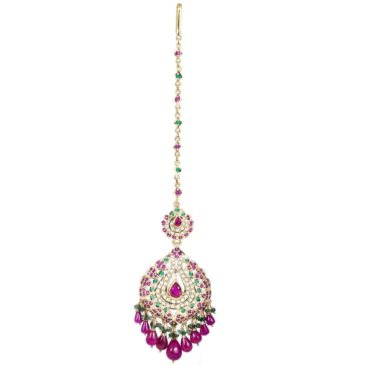 Multicolored Jadau Tikka in Gold Plated Silver TK 016