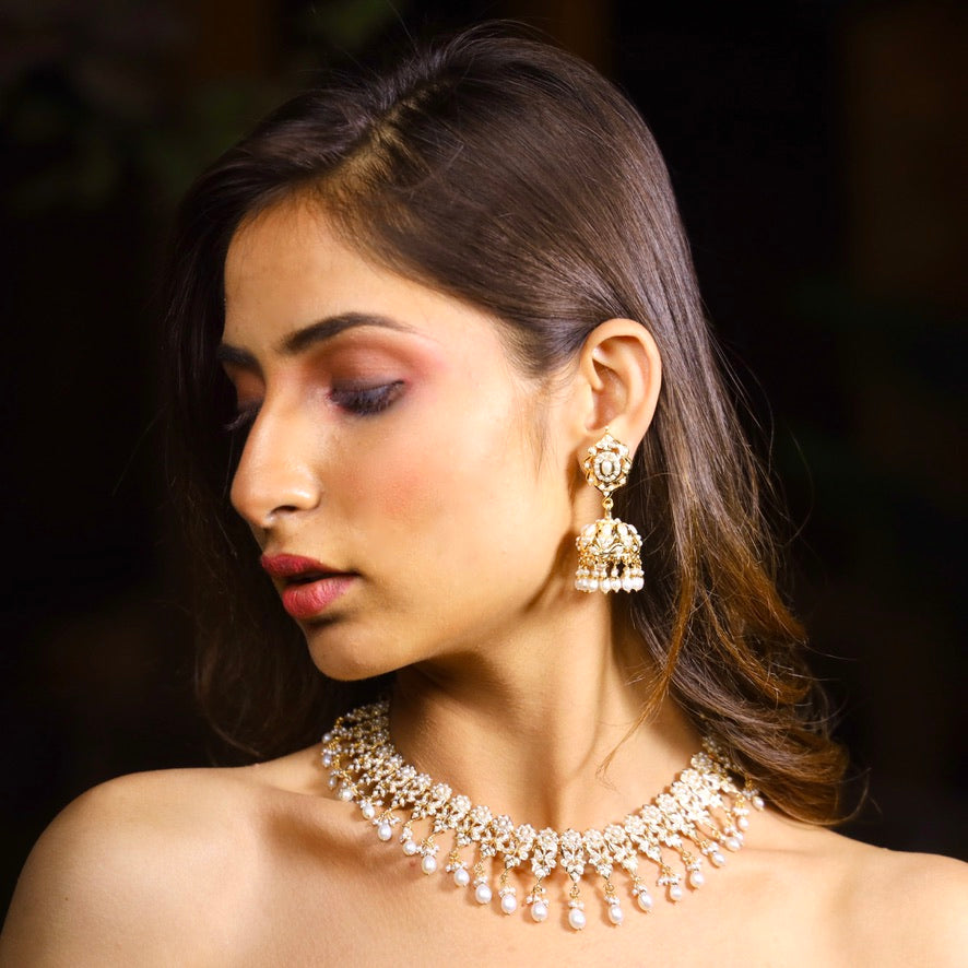 pearl necklace with jhumka