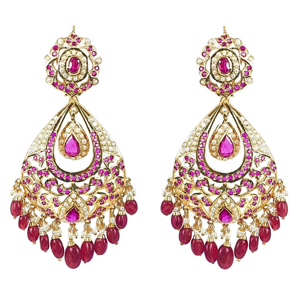 Long Drop Shaped Chandbali Earrings | Big Indian Earrings | Gold Plated Silver