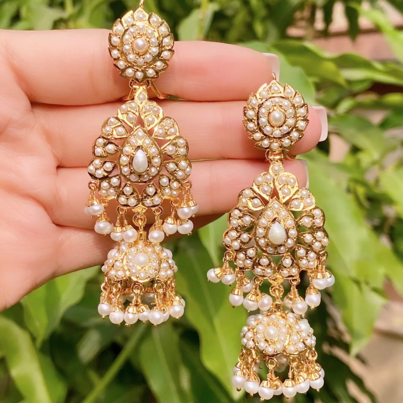 Pearl jhumka earrings