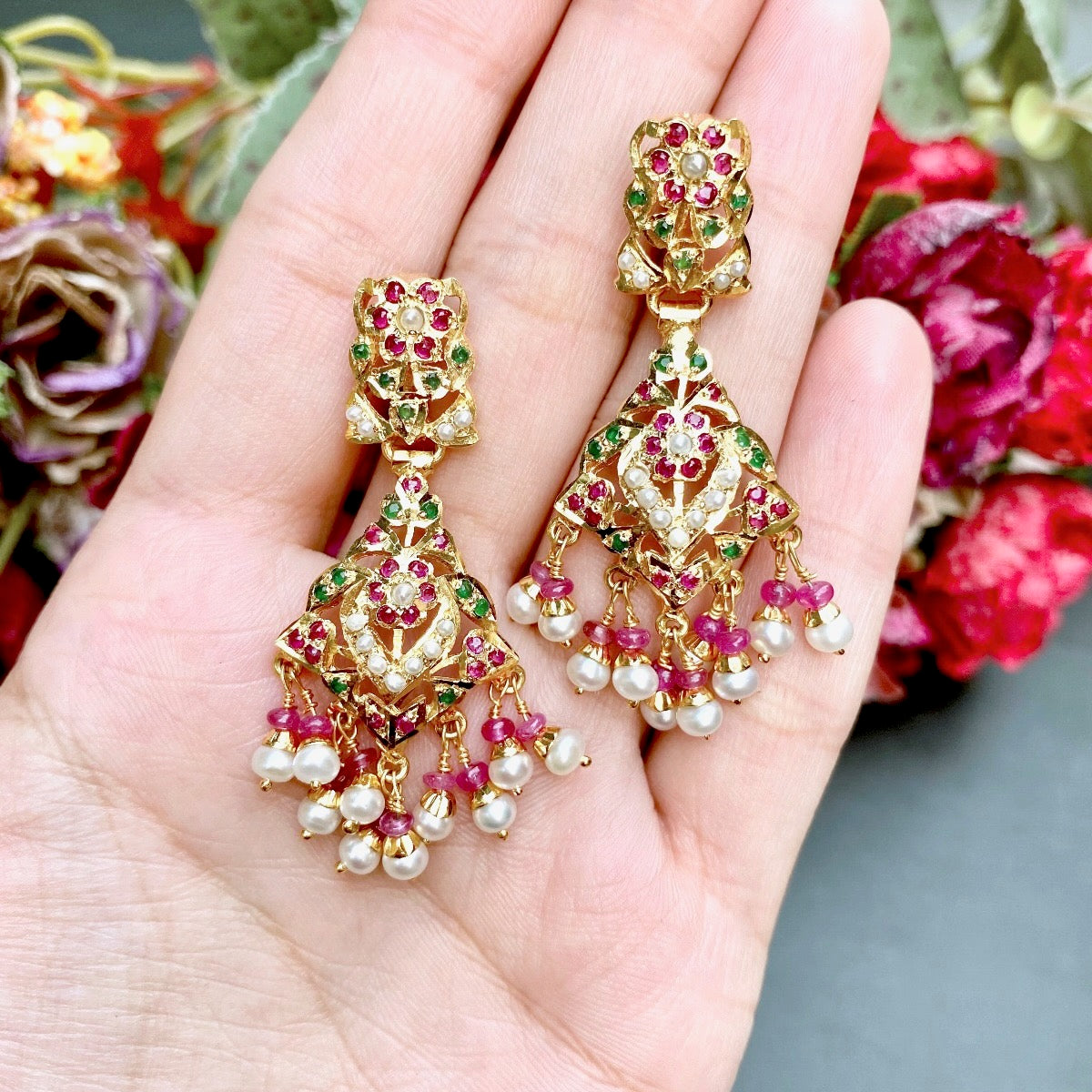 hyderabadi jadau earrings gold plated