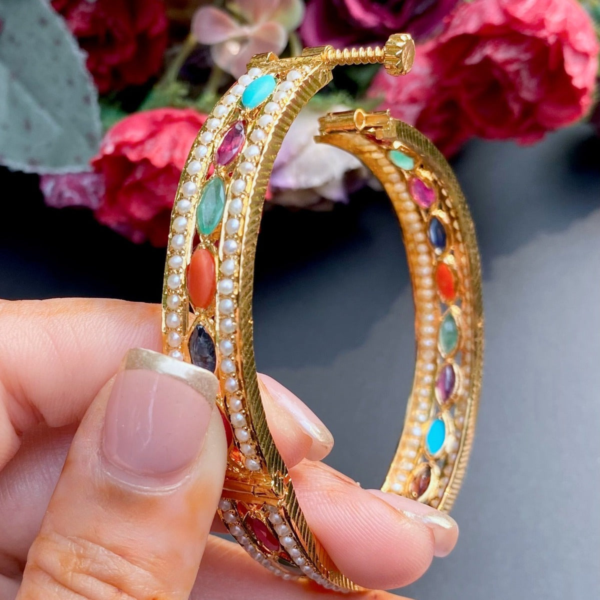 real Navaratna stone bangles malabar