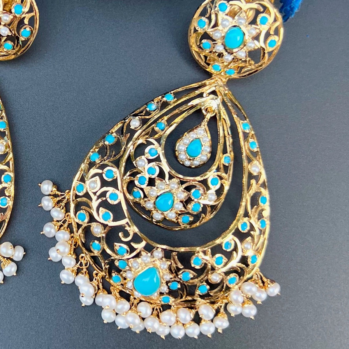 oversized turquoise earrings indian design