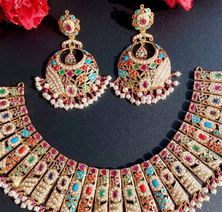 rajasthani jadau set in 22k gold