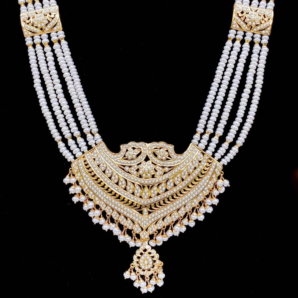 silver long haar in real pearls with gold plating