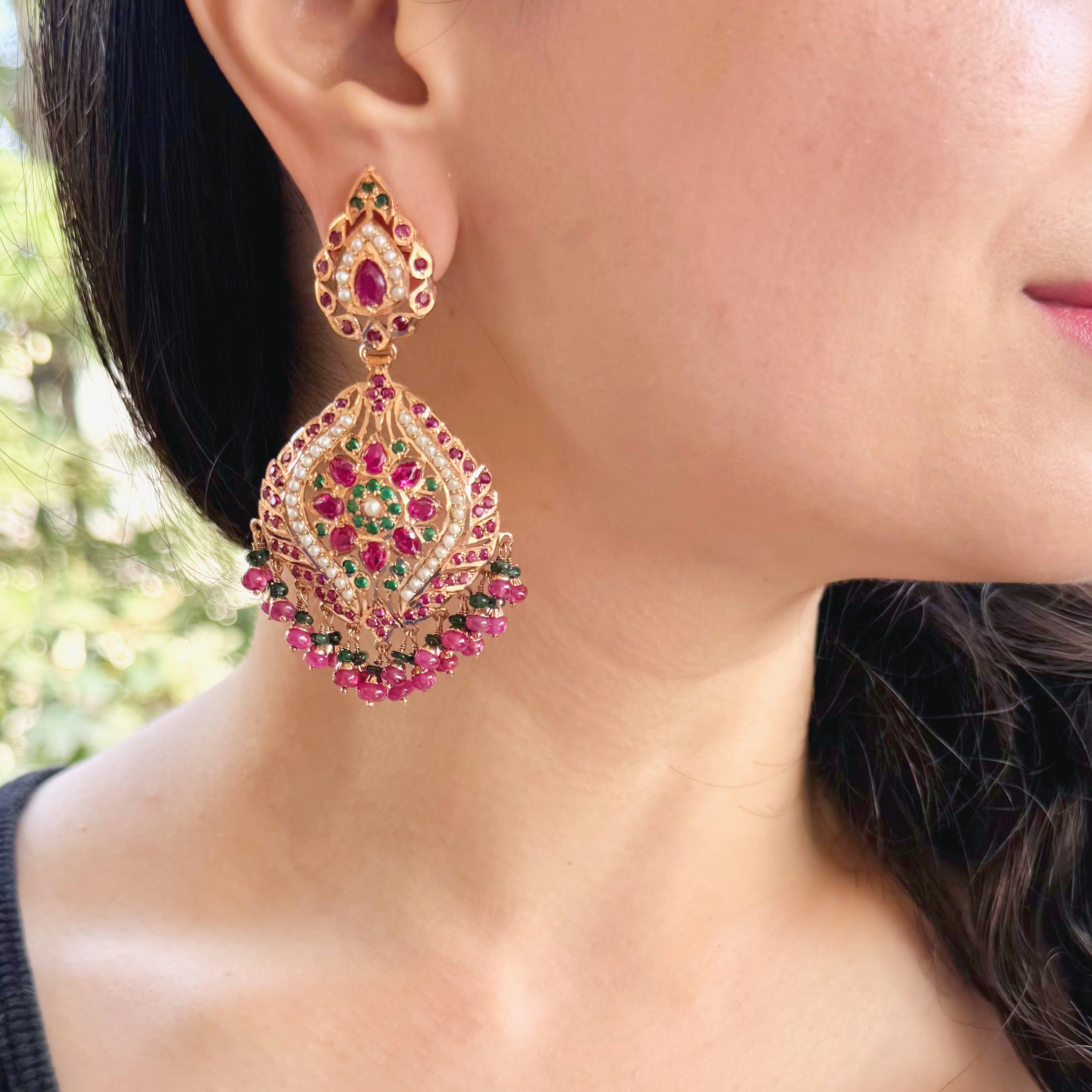 Traditional Jadau Earrings | Handcrafted Jadau Jewellery | Indian Jadau Earrings | ER 681