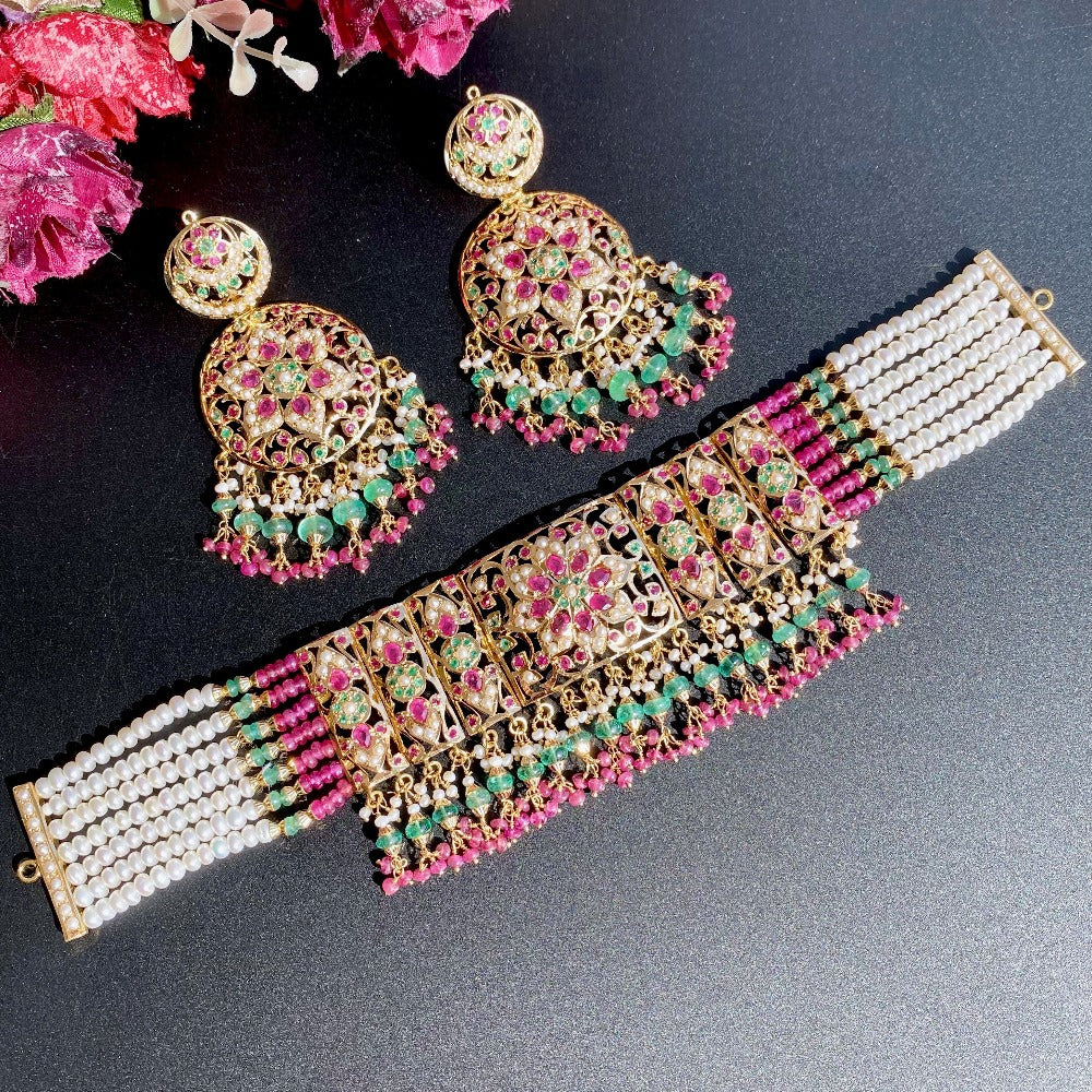 indian ruby emerald choker