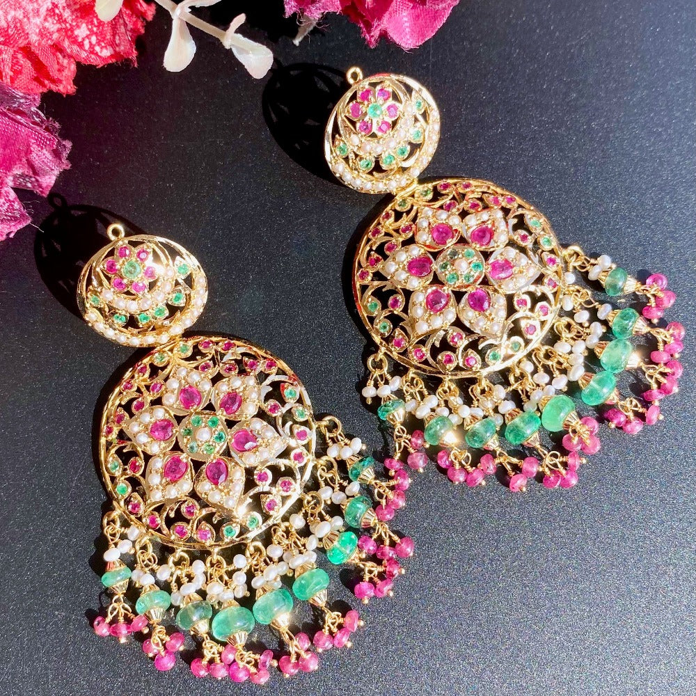 bridal earrings matching the 22k gold rajasthani necklace