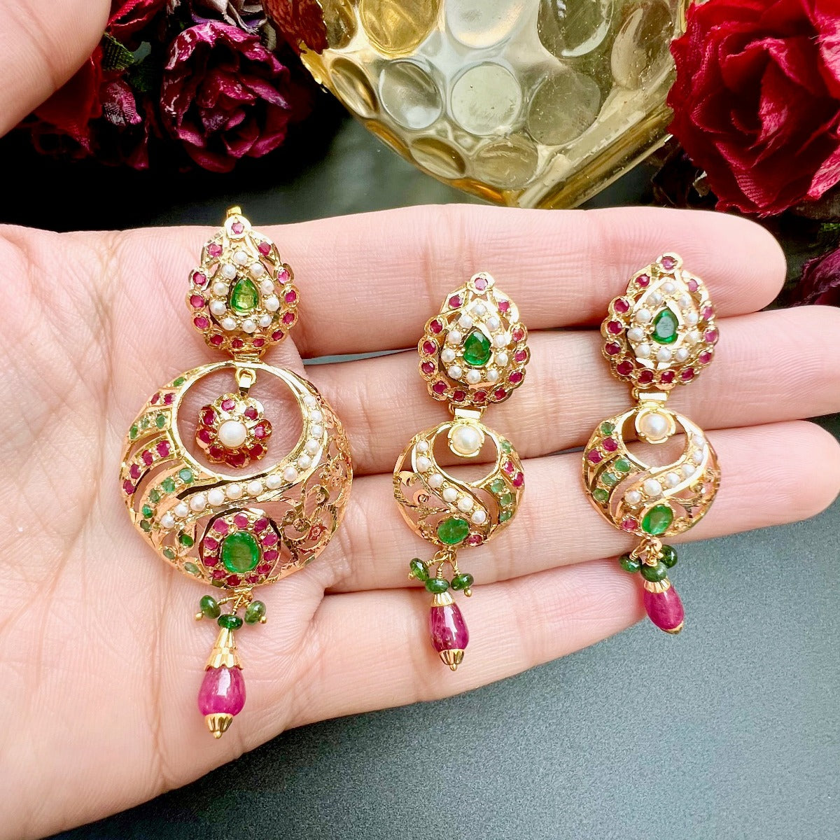 amritsari jadau pendant set