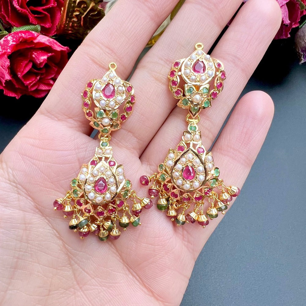 ruby emerald hyderabadi choker set gold