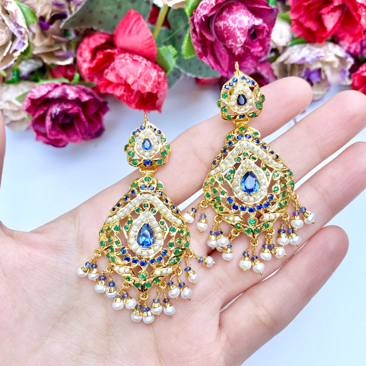 jadau earrings gold plated