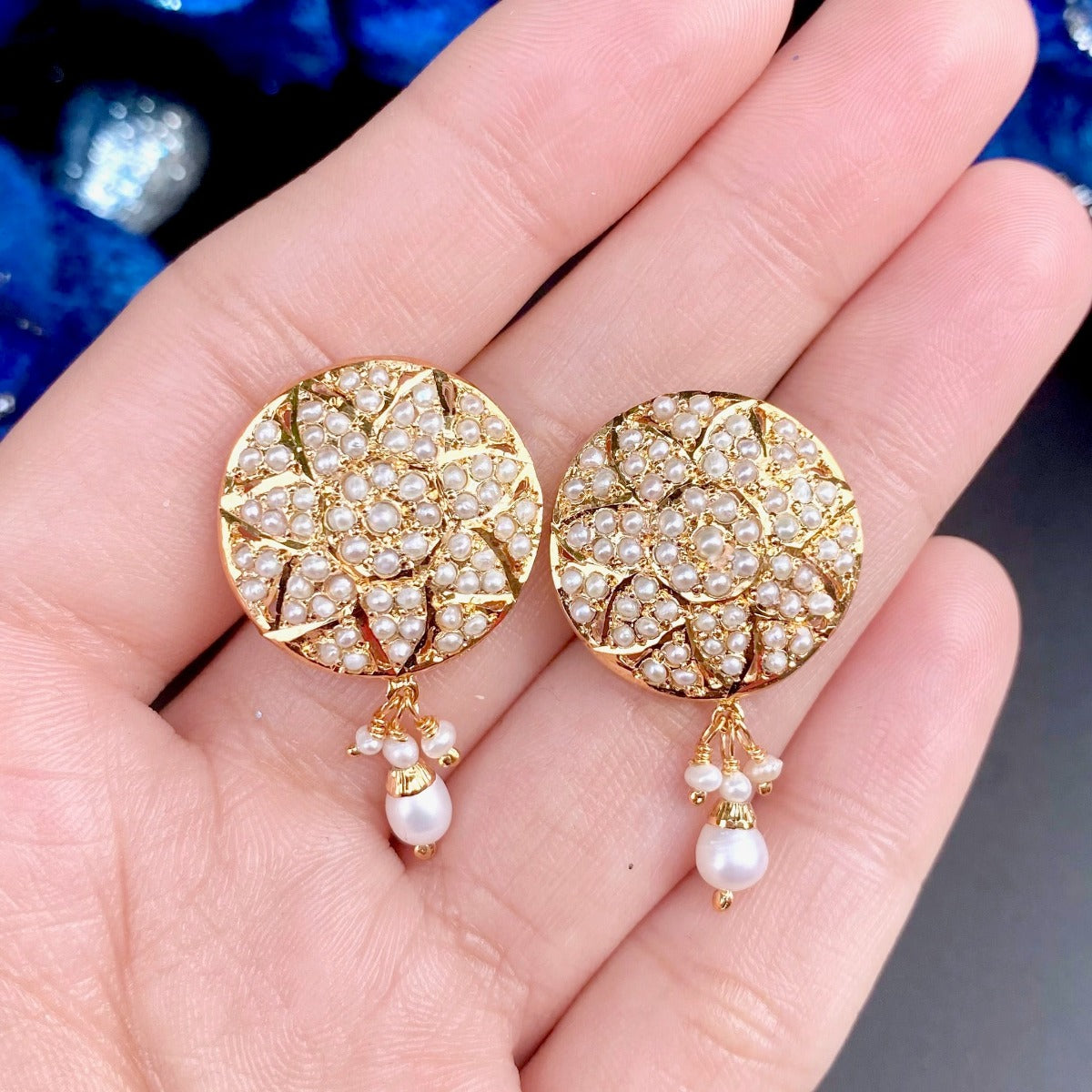 real pearl jadau studs