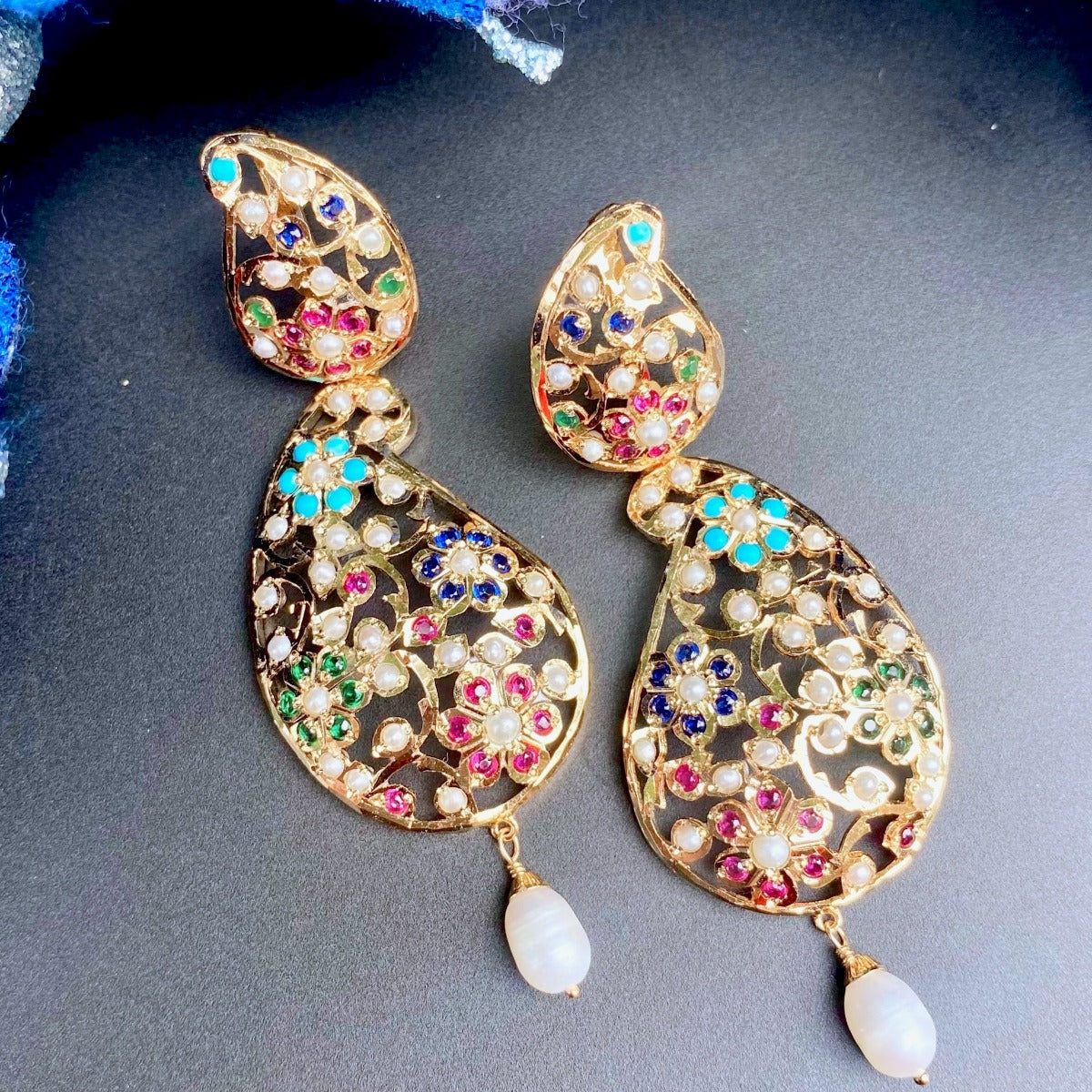 navratna earrings gold plated mumbai