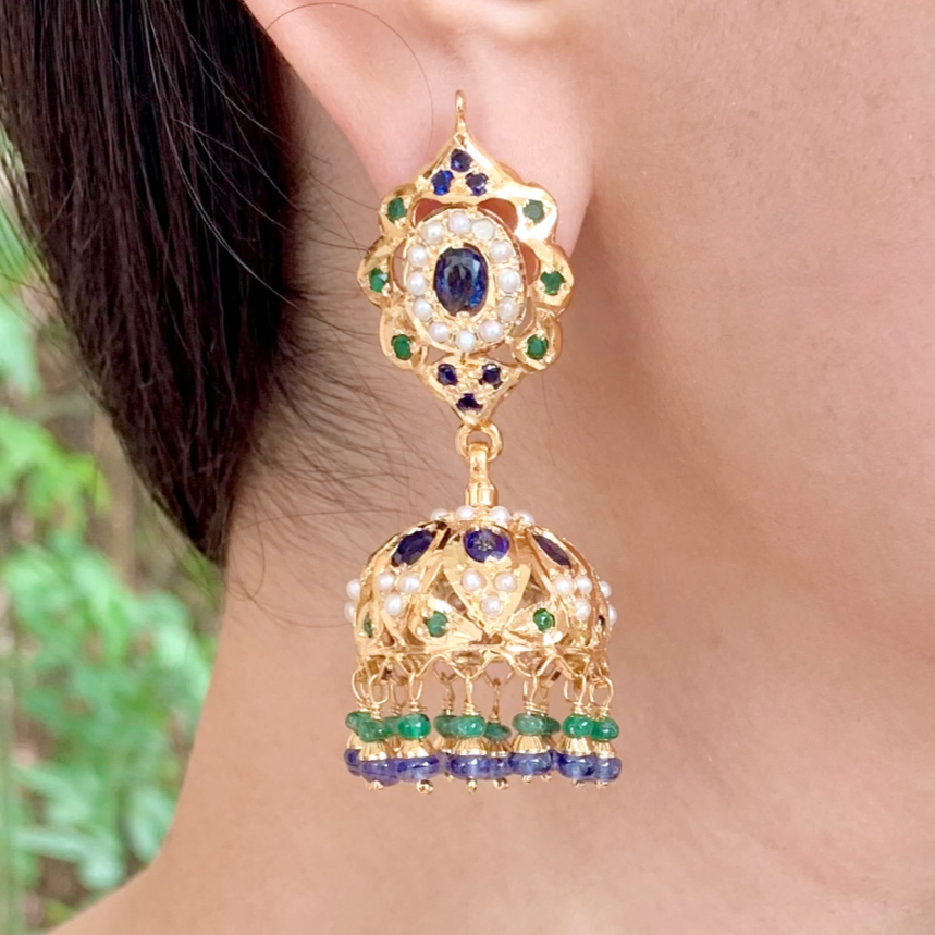 hyderabadi jhumka in deep blue colors