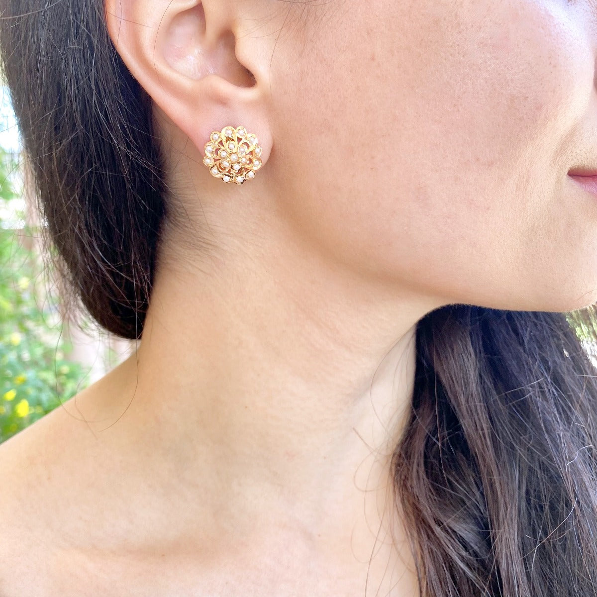 round indian gold studs for women