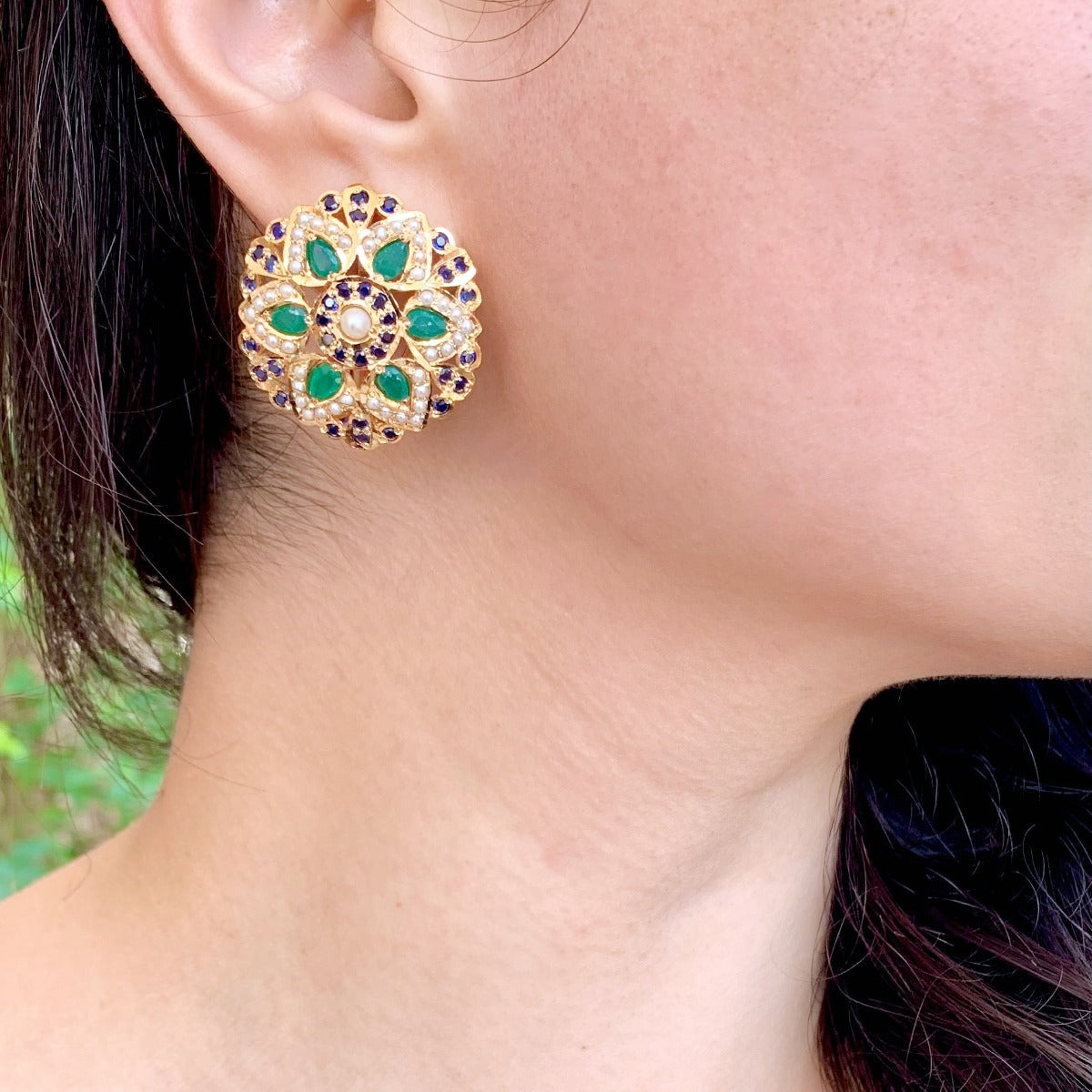 gold plated kundan earrings