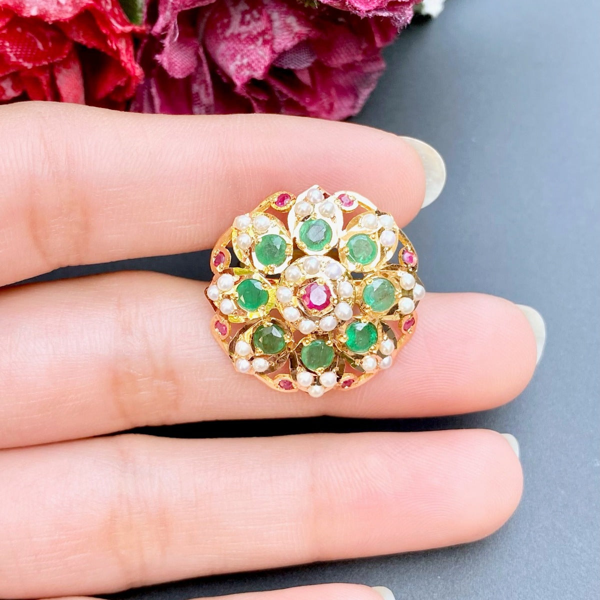 ethnic indian gold ring for women