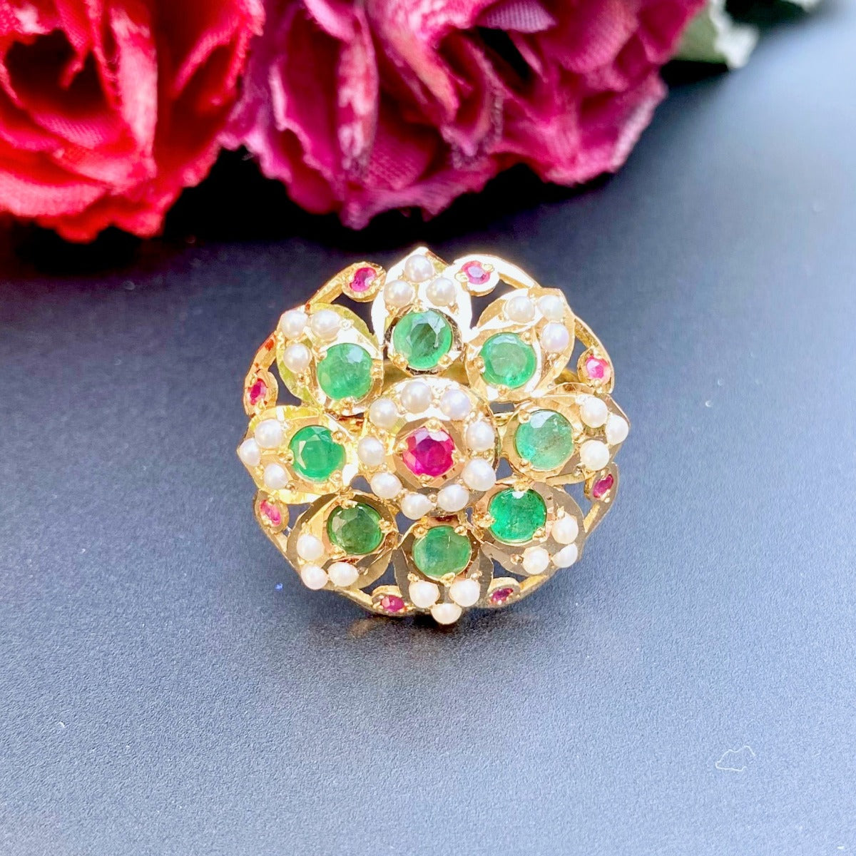 ethnic indian gold ring for women