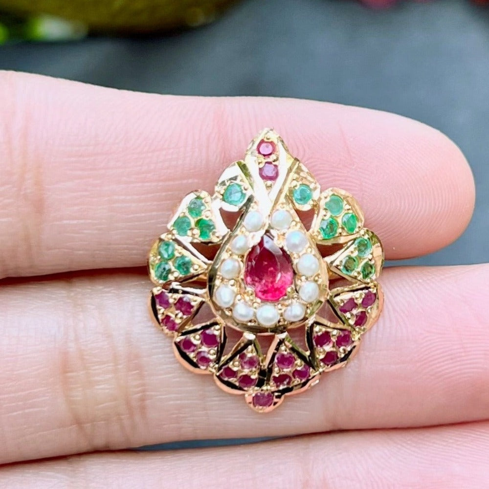 ruby emerald gold ring