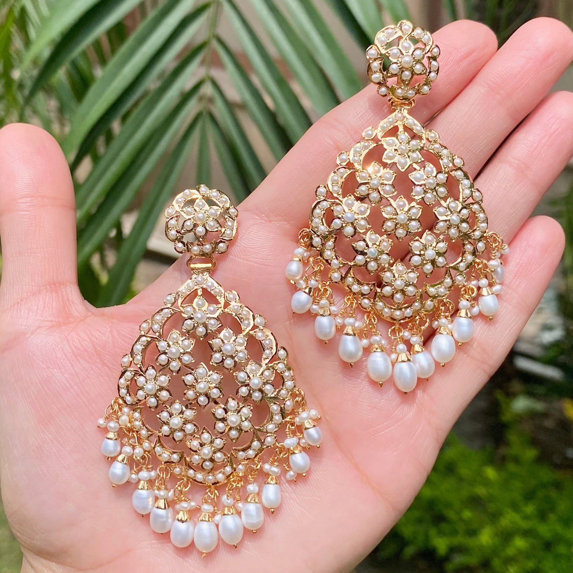 gold plated pearl earrings in silver