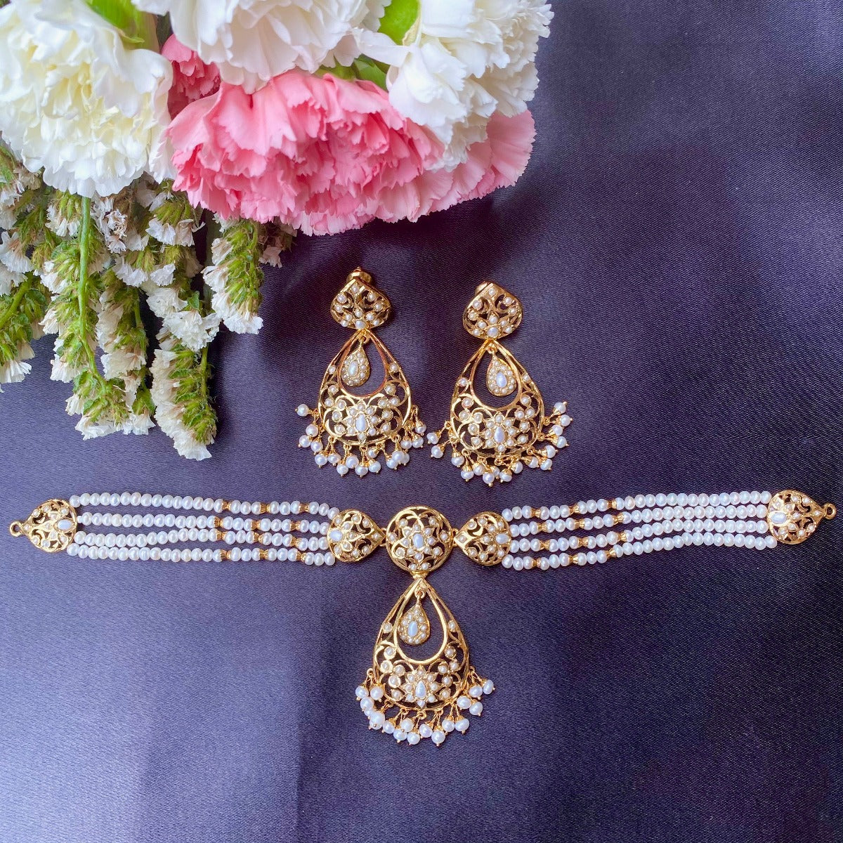 pakistani pearl choker set