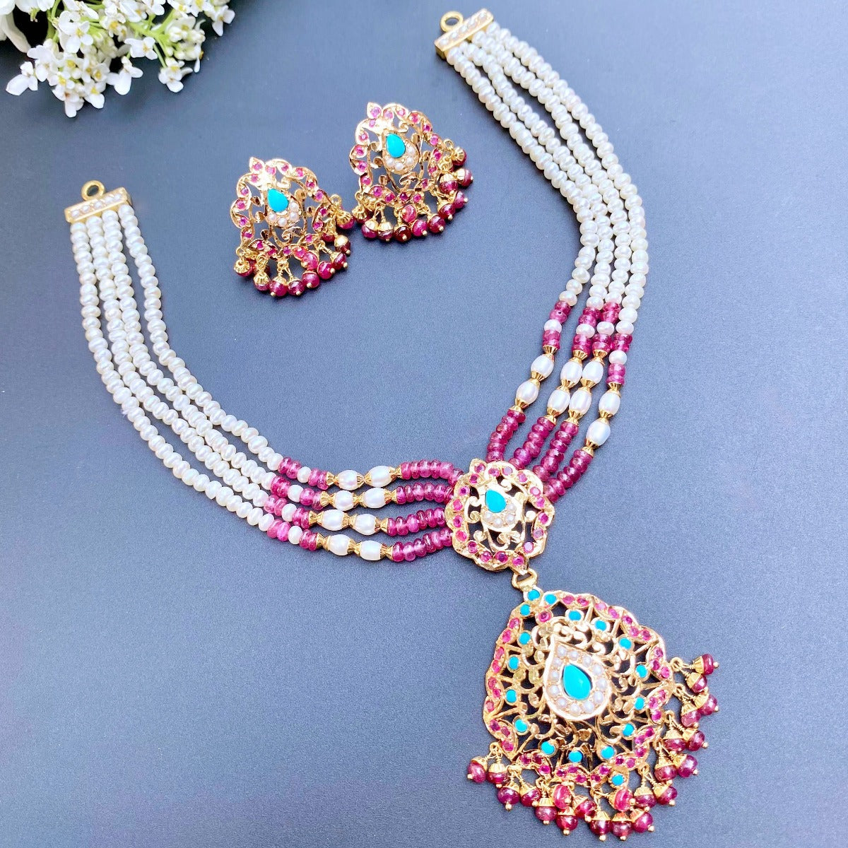 ruby feroza choker set in dubai