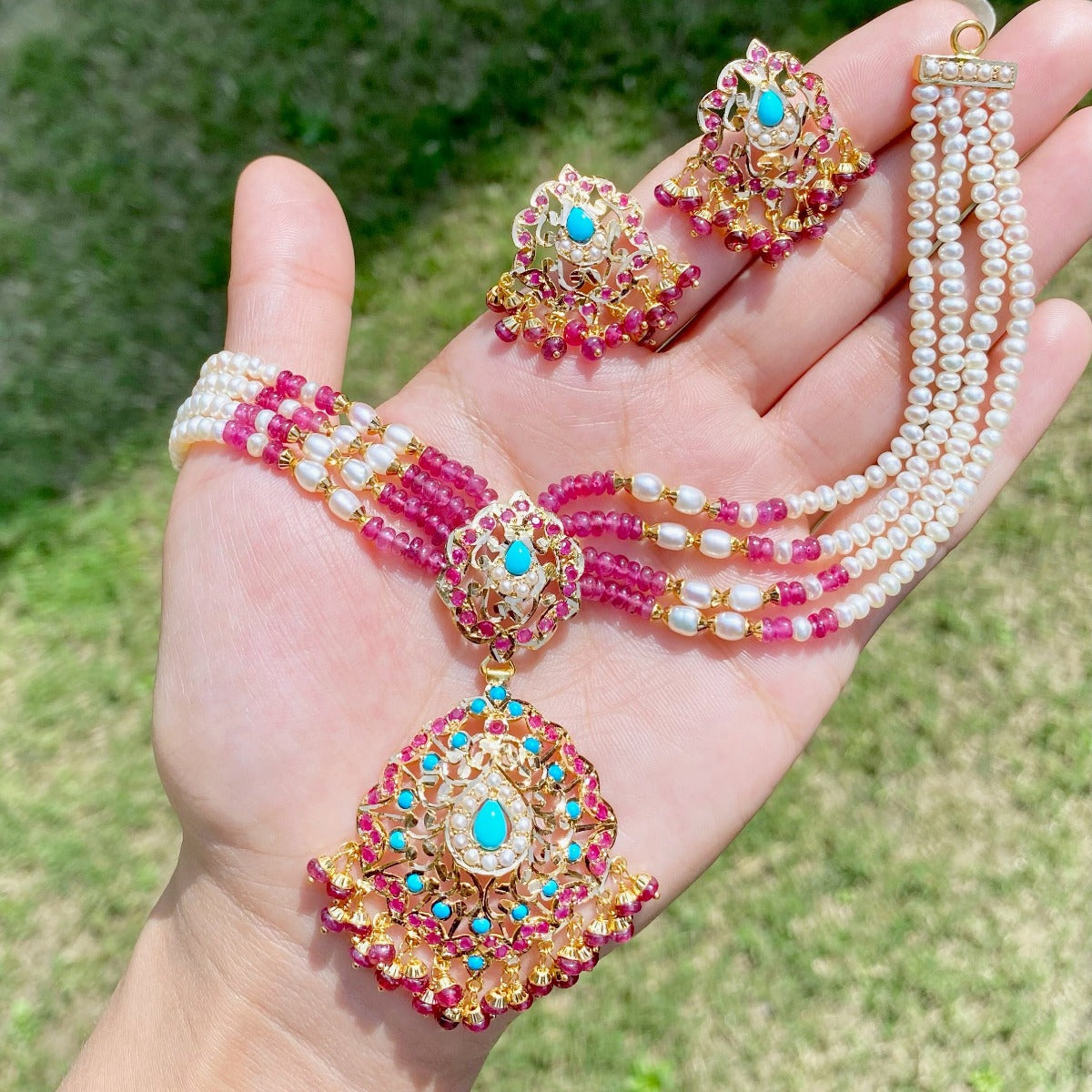 ruby feroza choker set in dubai